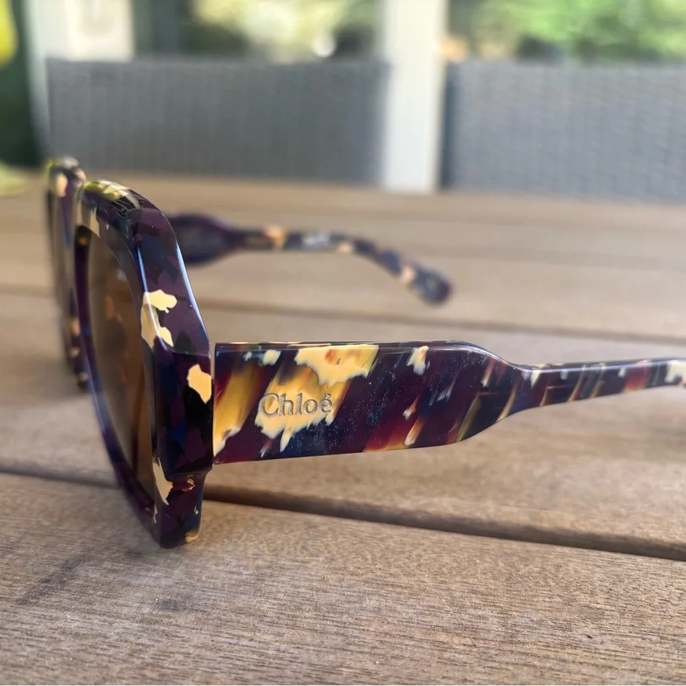 Chloé Oversized Purple and Yellow Tortoiseshell Sunglasses
